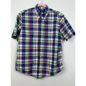 Ralph Lauren Madras Plaid Shirt Men’s L Short Sleeve Button Down Cotton